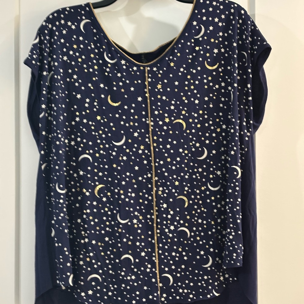 Navy Starry Night Short Sleeve Top